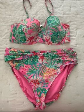 Lilly Pulitzer Pink Teal Floral Bikini Set